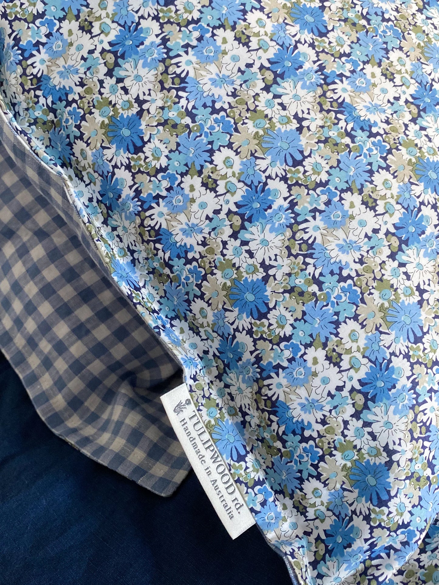 Liberty Pillowcase - Cornflower Blue/Gingham