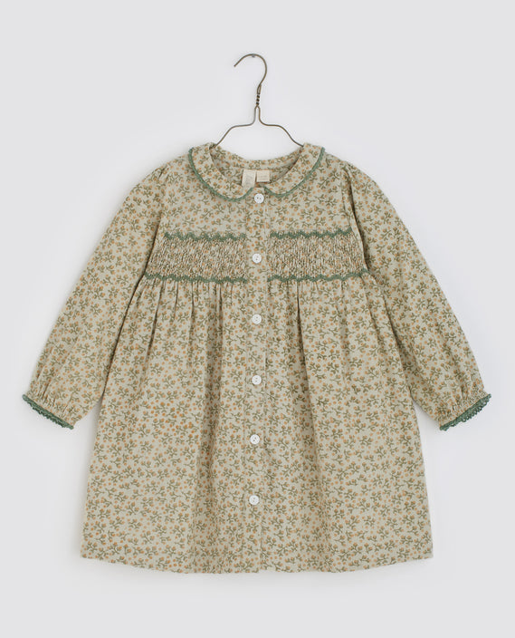 Little Cotton Clothes Kate smocked Dress -  floral cord in laurel